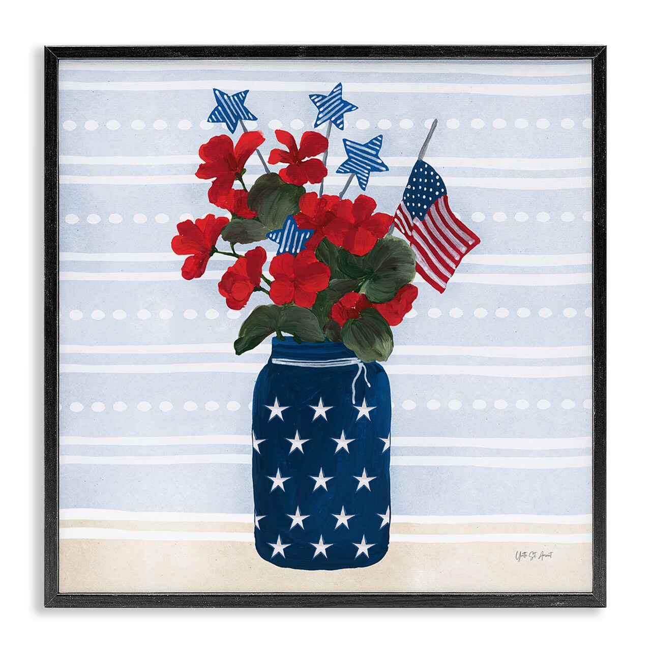 Stupell Industries Stars & Stripes Bouquet Framed Giclee Wall Art Design by Yvette St. Amant